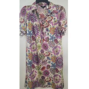 0039 Italy Dress Womens Small 42 Retro Whimsical Cottagecore 100% Silk Fairy